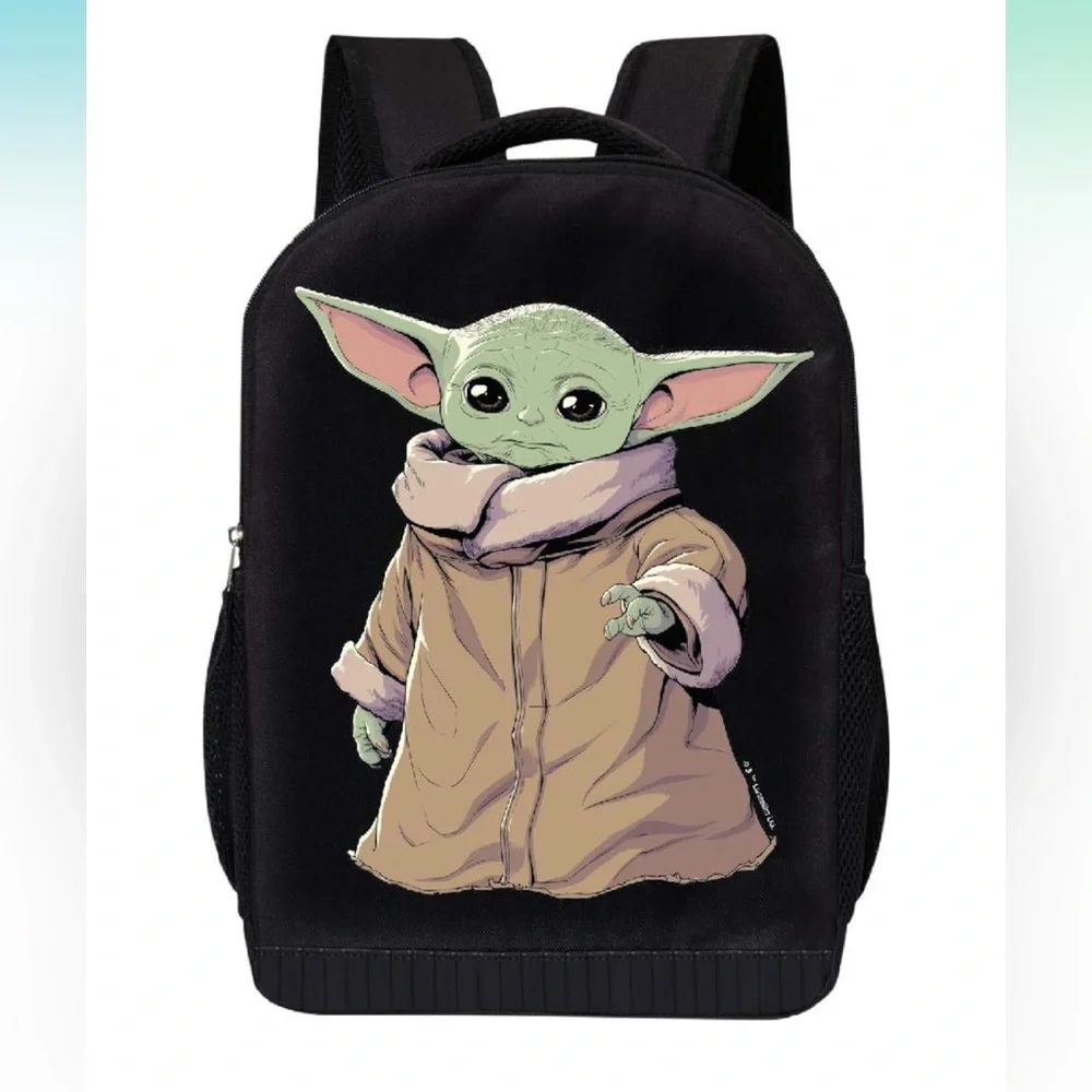 STAR WARS BLACK MANDALORIAN CHILD STANDING‎ 18 INCH MESH PADDED LAPTOP BACKPACK